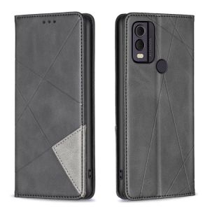 Étui Magnétique En Cuir À Texture Losange Pour Nokia C22 - Noir - Neuf
