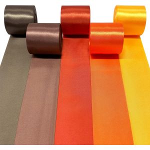 60m Ruban De Satin D'automne, 5 Couleurs 12m X 5cm De Large Ruban Marron Orange Jaune Pour Bmballage De Cadeaux Diy Fête Toile De Fond Anniversaire Mariage Bouquet De Mariée Automne Thanksgiving Décor - Neuf