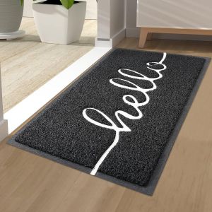 Kalanka-Hello Paillasson Pour L'extérieur Et L'intérieur - Antidérapant - Lavable - Pour La Porte D'entrée, Le Jardin (40 X 60 Cm, Noir) - Neuf