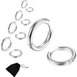 5 Paires Acier Inoxydable Boucles D'oreilles Anneau Homme Femme Boucles D Oreilles Cr&eacute;ole Argent, Boucle D Oreille Homme Anneaux, Boucle D'oreille Femme Creole, Boucle D Oreille Argent Petite - Neuf