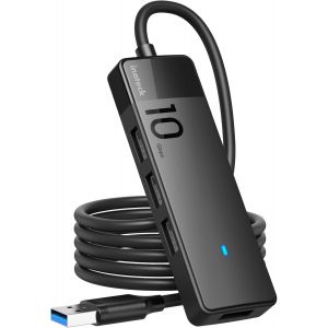 JGD-Hub USB 3.2 à 4 Ports avec Câble 100 cm, Hub Adaptateur USB, USB 3.2 Gen 2 10Gbps Hub de Transfert de Données pour Ordinateurs Portables, PC, MacBook Pro/air, iMac, Surface Pro, PS4 - Neuf