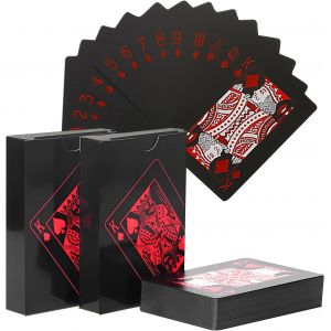 Kalanka-Jeux De Cartes,Jeu De Carte &Agrave; Jouer Professionnel,Cool Black Poker Cartes &Agrave; Jouer,54 Cartes &Agrave; Jouer En Plastique Noir &Eacute;tanches,Plastique Pet Imperm&eacute;able &Agrave; L'eau,Pour Cadeaux(Rouge) - Neuf