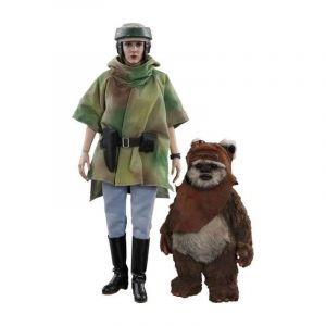 Figurine Hot Toys Mms551 - Star Wars : Return Of The Jedi - Princess Leia & Wicket - Neuf