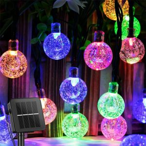 Guirxiété Solaire Étanche Pour Jardin,60 Led,Globe En Cristal,8 Modes D'éclairage,1 Pc,2 Pc,4pc- Multicolor-5m20leds 2pcs - Neuf