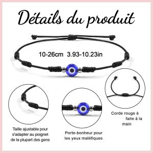 6 Pi&egrave;ces Bracelet Mauvais ?Il Evil Eye Protection Corde Kabbalah Bracelet Nazar Amulette Rakhi Cadeaux Hommes Femmes Gar&ccedil;ons Filles Famille Amis Tib&eacute;tain Turc Rakhi[Bra9201372] - Neuf