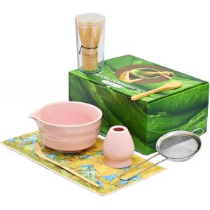 PATB-Lot de 7 sets de thé matcha traditionnels avec bol et accessoires, kit de démarrage pour la maison, le bureau ou comme idée cadeau pour les amateurs de matcha (rose) - Neuf