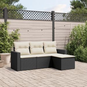 Prolenta Premium - Salon De Jardin 4 Pcs Avec Coussins Noir R&eacute;sine Tress&eacute;e - Neuf