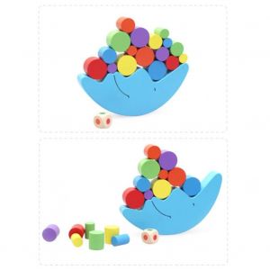 Cadre d'&eacute;quilibrage de lune en bois Bloc color&eacute; Construction T&ocirc;t D&eacute;veloppement Enfants Jouet - Neuf