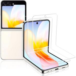 TRAHOO-2 pi&egrave;ces Verre Tremp&eacute; pour Samsung Galaxy Z Flip 5 protection &eacute;cran, HD Ultra Sans Bulles Haute Sensibilit&eacute; vitre protection Film, 9H Duret&eacute; Durable Anti Rayures Z Flip 5 Protection D'&eacute;cran - Neuf