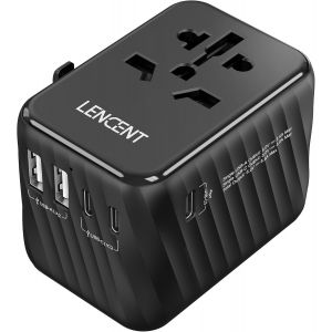 Prise Universelle Voyage International Adaptateur de Voyage avec 5,6A 3 USB-C et 2 USB-A Adaptateur Mondial France vers Am&eacute;ricain Canada UK Australie Chine Japon Irlande, Type A/C/G/I, Noir - Neuf