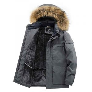 Parka À Capuche Avec Col En Fourrure Pour Homme,Veste D'extérieur,Manteau Décontracté,Veste D'optique Chaude,Doublé De Sourire,Manteau Épais,Automne Et Hiver - Neuf