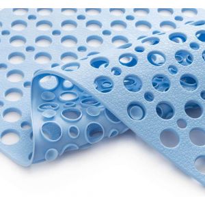 Tapis de bain antidérapant extra doux en TPE pour enfants, tapis de bain à ventouse, lavable en machine, baignoire lisse/non texturée uniquement, 76 x 43 cm (L x l) (bleu) - Neuf