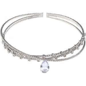Kalvd-Couronne Bandeau Cheveux Strass Bandeau De Mariage Strass Cristal Diadème Argent,Accessoires Cheveux Mariage,Cristal De Mariée Diadème Feuille Couronne Front Bandeaux Pour Mariage - Neuf