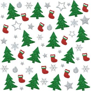 Trahoo-320 Pièces Autocollants Paillettes Noël, Stickers Noel Scrapbooking, Gommettes Noel, Calendrier De L'avent Filler, Noël Décoration Stickers Pour Décoration Cadeau De Noël (Argent) - Neuf