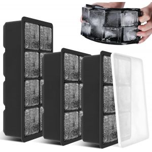 Moule &Agrave; Gla&ccedil;ons,Lot De 3 Bac A Glacon,Bac 3 Pi&egrave;ces 20 Compartiments Bac &Agrave; Gla&ccedil;ons En Silicone Avec Couvercle&iquest;Gl&ccedil;ons Carr&eacute;s&iquest;Pour Cocktails, Whisky, Vin, Fruits, Pur&eacute;es De Fruits, Glaces - Neuf