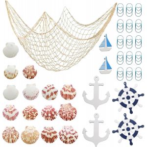 1 Pièce Filet De Pêche Décoratif,Décoration Murale En Filet De Pêche,Net De Poisson Déco Avec Coquilles,Trombone Et Décoration Marine Pour Fête Mariage Maison Photographie Intérieur (2X1.5M) - Neuf