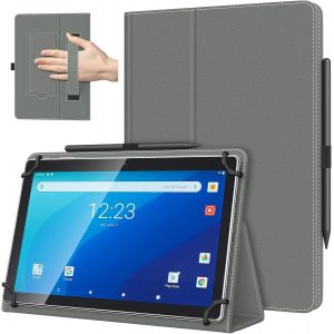 Coque Universel Pour Tablette Androiod De 10,1 Pouces Avec Boucle Pour Stylet, Coque Léger Et Pliable Avec Main Pour Toutes Les Tablettes À Écran Tactile De 9,6 À 11 Pouces, Gris Sidéral - Neuf