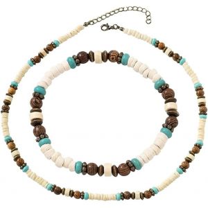 Colliers Pour Femme Collier De Surfeur Avec Perles De Noix De Coco, Collier De Surfeur Pour Hommes, Bracelet De Perles En Bois, Bijoux De Plage Faits &Agrave; La Main, Imperm&eacute;ables (Lot De 2) - Neuf