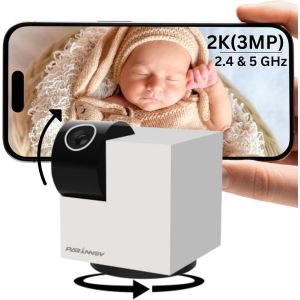2k (3mp) 360° Wifi Surveillance Camera, Indoor Babyphone, Night Camera, Ai Detection, Auto Tracking, 2-Way Audio, Private Mode, Wireless Surveillance Camera For Pets And Babies, Alexa - Neuf
