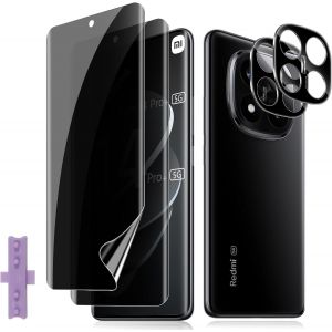 Kal-Pour Xiaomi Redmi Note 14 Pro Plus 5g Anti-Espion Protection Écran, 2+2 Pièces Tpu Anti-Spy Protecteurs D'écran + Caméra Lentille Protecteur Film (Noire), Hd Anti-Empreintes Privacy Tpu-Film - Neuf