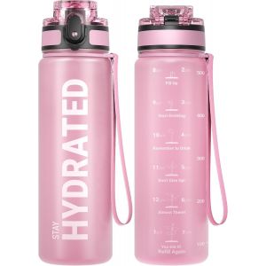 Bouteille D'eau,Gourde Sport 1l/500ml/750ml Avec Marqueur De Temps De Motivation,Sans Bpa,Étanche & ,Pour Sport,Camping (1 Bouteille).[B79] - Neuf