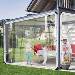 Bâche Transparente d'extérieur, Bâche PVC 420 g/m² avec Oeillets Améliorée et épaissie pour la Protection des Plantes,Mobilier de Jardin,Balcons, 1x1m - Neuf