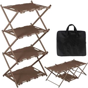 Ulteronixshop-Table De Camping Pliable (95 X 32 X 45 Cm) Et &Eacute;tag&egrave;re De Rangement &Agrave; 4 Niveaux 2 En 1, Support De Camping Portable Pour Camping, F&ecirc;te, Pique-Nique, Plage, Barbecue, Cuisine (4 Niveaux, - Neuf