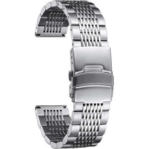 Eryi-Bracelet De Montre En Acier Inoxydable Bracelet Montre En Métal Maille Métallique Pour Homme Femme 18mm 19mm 20mm 21mm 22mm 24mm En 5 Couleurs (Noir/Doré/Rose Doré/Argenté/Argenté&noir) - Neuf