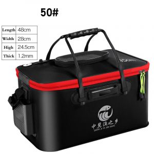 Boîte De Pêche Portable Eva Épaisse Et Étanche À Fermeture Éclair,Sac Pliable Portable Pour Seau De Poisson Vivant,Matériel De Pêche Avec Bandoulière-Noir 50cm - Neuf