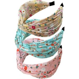 Kalanka-Alice Bandeau Pour Femmes Large Bandeau Antidérapant Tissu Bandeaux Noués Bandes De Cheveux Élastique Torsadé Headwrap Accessoires De Cheveux 3pcs - Neuf