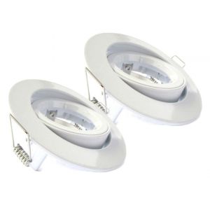 Kalsw-Lot De 2 Porte-Spot Encastrable,Porte-Spot Orientable,Modèle Avec Virole Dévissable,Trou De 80 Mm À 90 Mm,Pour Lampes Led Gu10 Et Mr16 (Blanc,Blanc) - Neuf