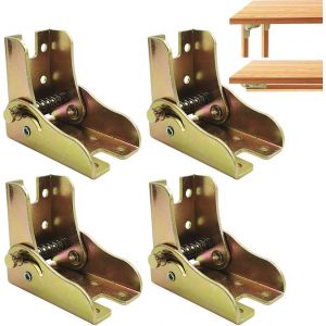4 Pi&egrave;ces Charni&egrave;re Pliante &agrave; 90 Degr&eacute;s, Charni&egrave;res de Support Cach&eacute;es, Raccord Jambe Pliable, Verrouillage Extension pour Meubles, Quincaillerie Charni&egrave;re Pliable, pour Lit, Table, Chaise - Neuf