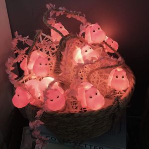 1.65M 10 LED Chambre d'enfant Animal Mignon Chaud Hippopotame Guirlande Lumineuse pour Vacances Mur Fenêtre Arbre Fête Cour Jardin Salon Dortoir Décor (Hippopotame-B) - Neuf