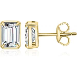 Kal-Ct Classique Boucles D'oreilles Taille &Eacute;meraude Cubique Zircon En Argent 925 Femme, Petite Clous D'oreilles Pierre Plaqu&eacute; Or Jaune Plaqu&eacute; Or Rose, Diamant Simul&eacute; Ensemble Bijoux Mariage - Neuf