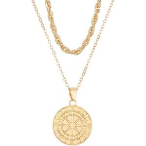 Kal-Cha&icirc;ne Boussole Pour Femme,Collier De Qualit&eacute; Sup&eacute;rieure Pour Femme Homme Avec Pendentif Boussole En Acier Inoxydable Dor&eacute; Bijoux - Neuf