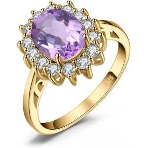 Kal-Diana Princesse Kate Middletonu Bague Naturelle Pierre Améthyste Péridot Grenat Citrine Topaze Pour Femme, Argent 925 Plaqué Or Jaune Or Rose, Vintage Ensemble Parure De Bijoux Cadeau - Neuf