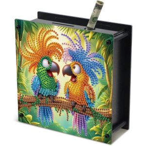 Loc-Peinture Diamantée Tirelire En Forme De Cochon 15X13Cm Diamond Painting Money Box Pour Cadeaux De Mariage Ou De Baptême Boîte De Pièce De Monnaie Perroquet Cochon Money Saving Box - Neuf