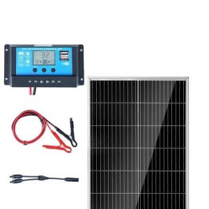Kit de Panneaux Solaires Monocristallins-Duoku-200 W-2 Panneaux + Contr&ocirc;leur-Efficacit&eacute; de 23 %-Etanch&eacute;it&eacute; IP68 - Neuf