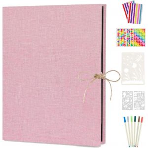 Lin Album Photos Traditionnel 60 Pages Noires, Diy Vintage Scrapbook Mémoire Albums Livre D'or, Idee Cadeau Original Pour Valentin De Noël Anniversaire Mariage (Bleu) - Neuf