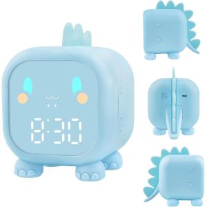 R&eacute;veil Enfants Filles Gar&ccedil;ons Digital, R&eacute;veil Dinosaure Lumi&egrave;re Color&eacute;e/Compte &Agrave; Rebours/R&eacute;p&eacute;tition/Alarme 2 Groupes/6 Sonneries/Volume R&eacute;glable/Horloge De Bureau Rechargeable Enfants - Neuf