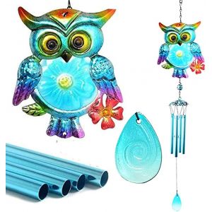 MEVRONISSHOP-Carillon &eacute;olien en forme de hibou,Gufo Decoration Jardin Metal pour l'int&eacute;rieur et l'ext&eacute;rieur, cadeaux pour maman, Ornements Peints &agrave; Suspendre pour Jardin, D&eacute;coration d'int&eacute;rieur - Neuf