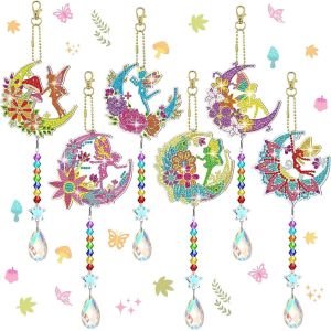 Ayuhr-Diamond Painting Portes-Clés, 6pcs 5d Diy Peinture Diamant Portes-Clés Pendentif, Elfe Diamond Art Keychain Pendentif Pour Sac À Dos Sac À Main Décoration, Cadeau De Garçon Filles - Neuf