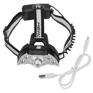 Hjlian Lampe Frontale Rechargeable Usb 7 Led Haute Luminosite Pour Camping Et Peche En Plein Air (Argent) - Neuf