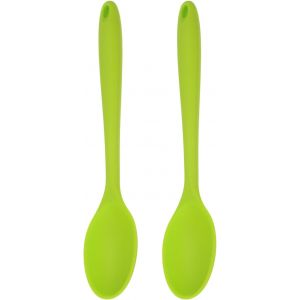 Kal-2pcs Silicone Cuillères, Résistant Chaleur Cuisine Cuisson Utensile Cuillère Pour Cuisson, Mélanger, Remuer Et Servir, Clair Vert - Neuf