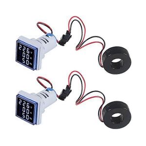2PCS courant tension hertz mètres,numérique 3en1 22mm voltmètre ampèremètre Hz mètre AC 60-500V courant - Neuf