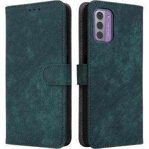 Mdy-Housse Pour Nokia G42 5g Etui, Rfid Protect Pu/Tpu Cuir Coque Magnétique Portefeuille, Vert - Neuf