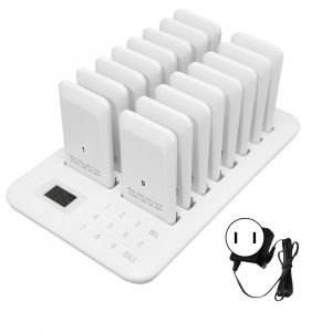 Systeme d'appel sans fil 1 hote, controle 16 teleavertisseurs, transmission 800 m, systeme de teleavertisseur de restaurant blanc etanche, prise americaine 100 a 240 V - Neuf