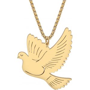 Kal-Collier De Pigeon Mignon En Acier Inoxydable Plaqué Or 18k Pour Femmes Filles Pendentif Colombe De La Paix Simple Bijoux Cadeaux Pour Anniversaire Oiseaux Charms - Neuf