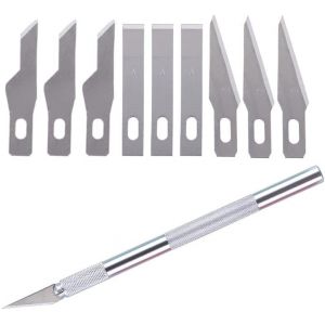 Precision Cutter Scalpel Avec 9 Lames, Poignée Antidérapante, Couteau Pour Loisirs Créatifs, Facile À Utiliser, Scalpel Professionnel Pour Modelage, Papier, Scrapbooking, Carton, Cuir, Bois - Neuf