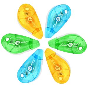 Lot de 6 Rouleaux Roller de Colle,8mm*10m Colle Roller Ruban Adhésif Double Face Transparent Roller Colle pour les Cartes,photos,scrapbooking,l'école et le bureau - Neuf